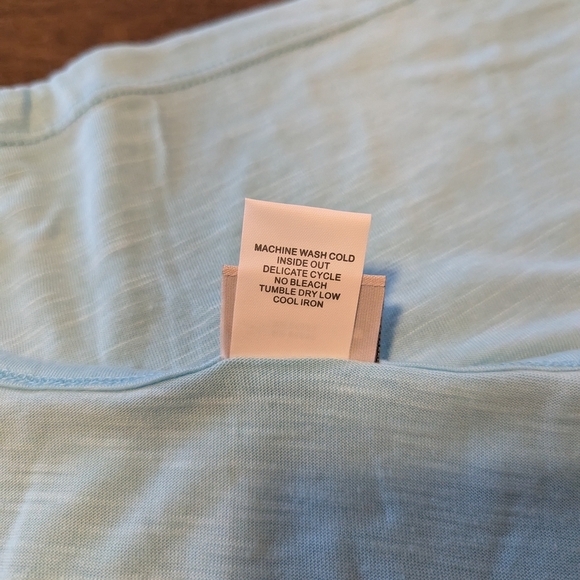 Adrian Delafield Blue Feather Print Women's Top Size 2X NWOT - Picture 5 of 10